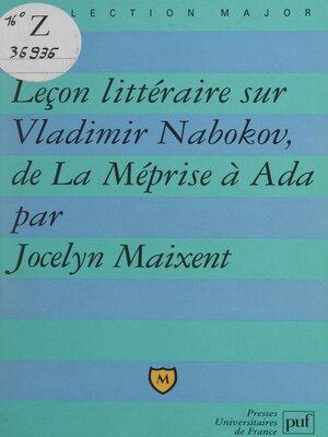 cover image of Leçon littéraire sur Vladimir Nabokov, de La méprise à Ada